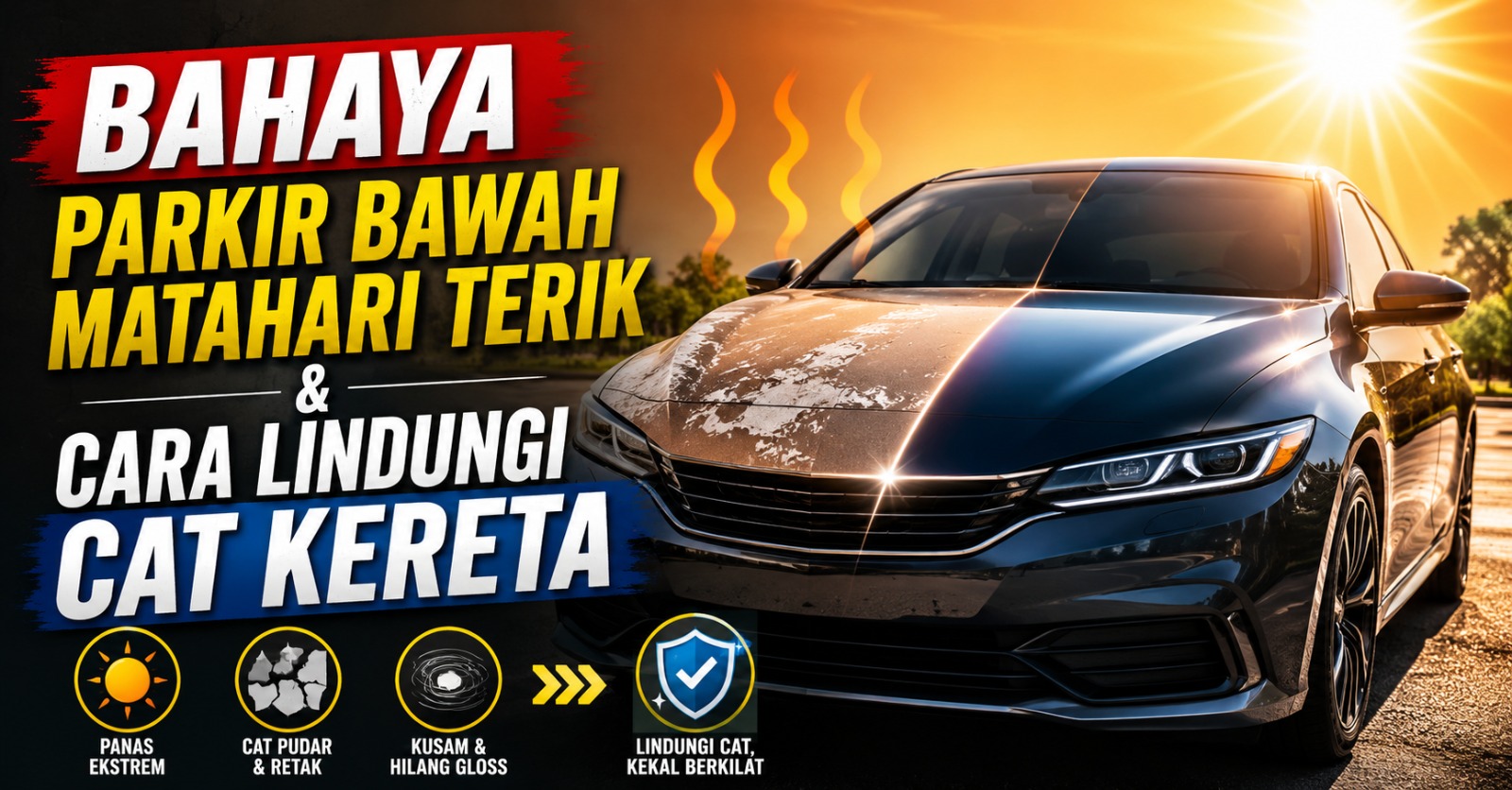 Bahaya Parkir Bawah Matahari Terik & Cara Lindungi Cat Kereta