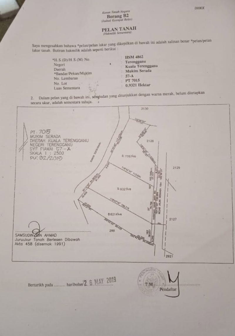 Tanah Berkeluasan 2.3 Ekar Di Tepi Jalan Utama Kg Serada Kuala Terengganu