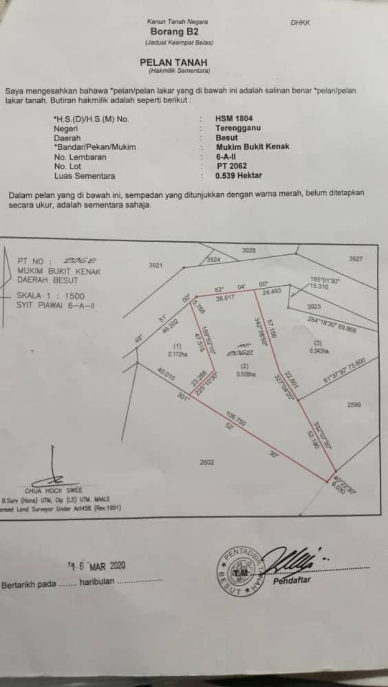 Tanah Sekali Rumah Untuk Dijual Kg Gong Bukit Kenak, Besut, Terengganu