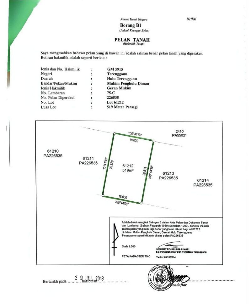 3 Lot Tanah Banglo Kg Durian Kassim, Hulu Terengganu