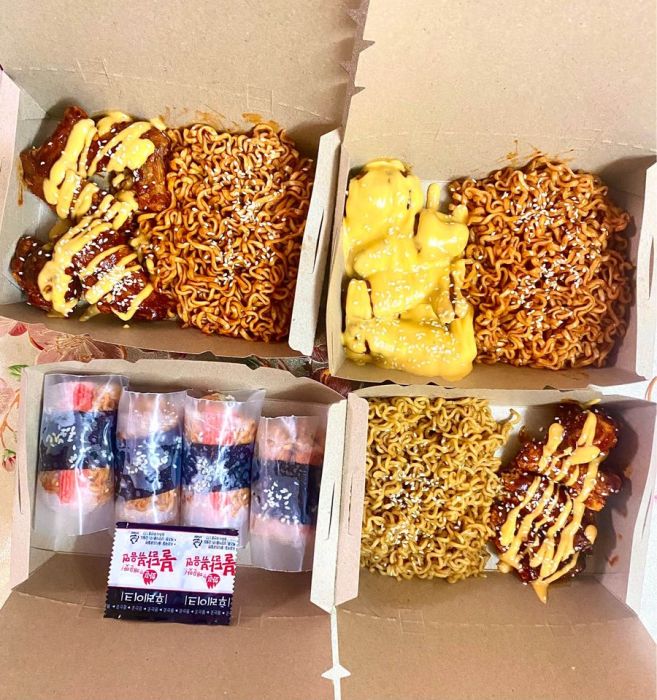 Korean chicken, Set ramen & Ramen roll