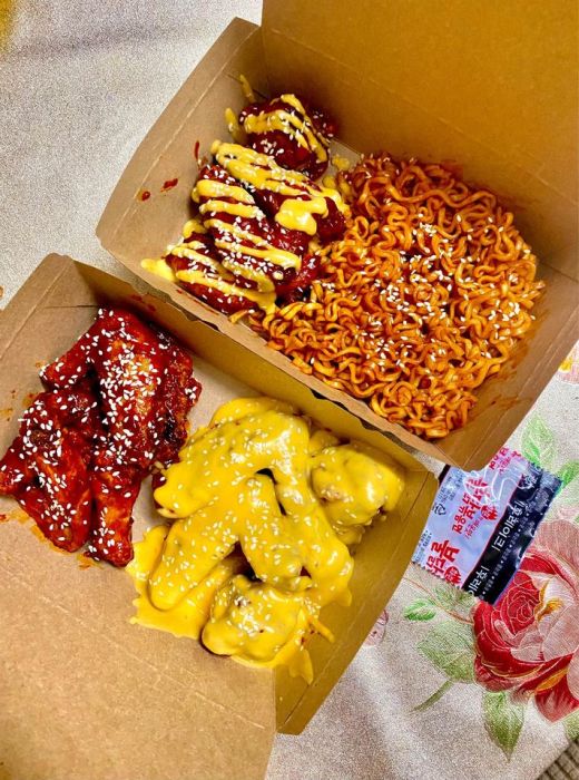 Korean chicken, Set ramen & Ramen roll